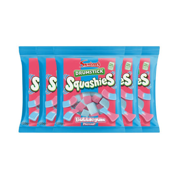 Squashies DrumStick Bubble gum Flavor Candies - MultiPack - 120G (5 PACK BUNDLE) - Imported from UK (Bubblegum)