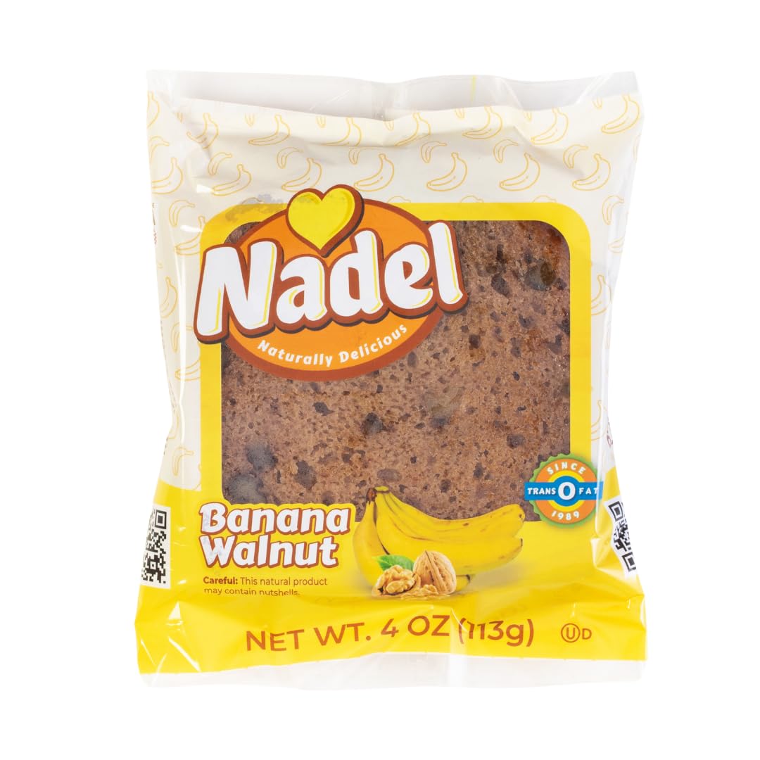 Nadel - Naturally Delicious Banana Nut bread, 24 Pack, Fresh Bananas, Crunchy Walnuts, Lunch snack breakfast bars Natural fresh