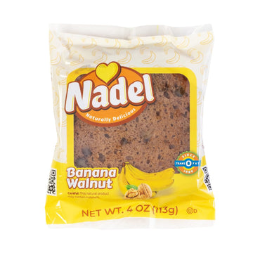 Nadel - Naturally Delicious Banana Nut bread, 24 Pack, Fresh Bananas, Crunchy Walnuts, Lunch snack breakfast bars Natural fresh