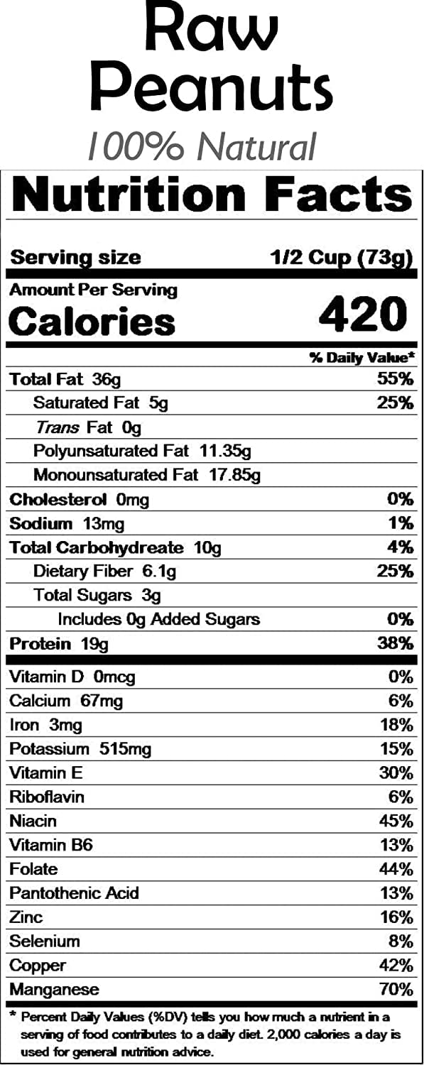 Rani Peanuts, Raw Whole With Skin (uncooked, unsalted) 25lbs (400oz) 11.36kg Bulk Box ~ All Natural | Vegan | Gluten Friendly |