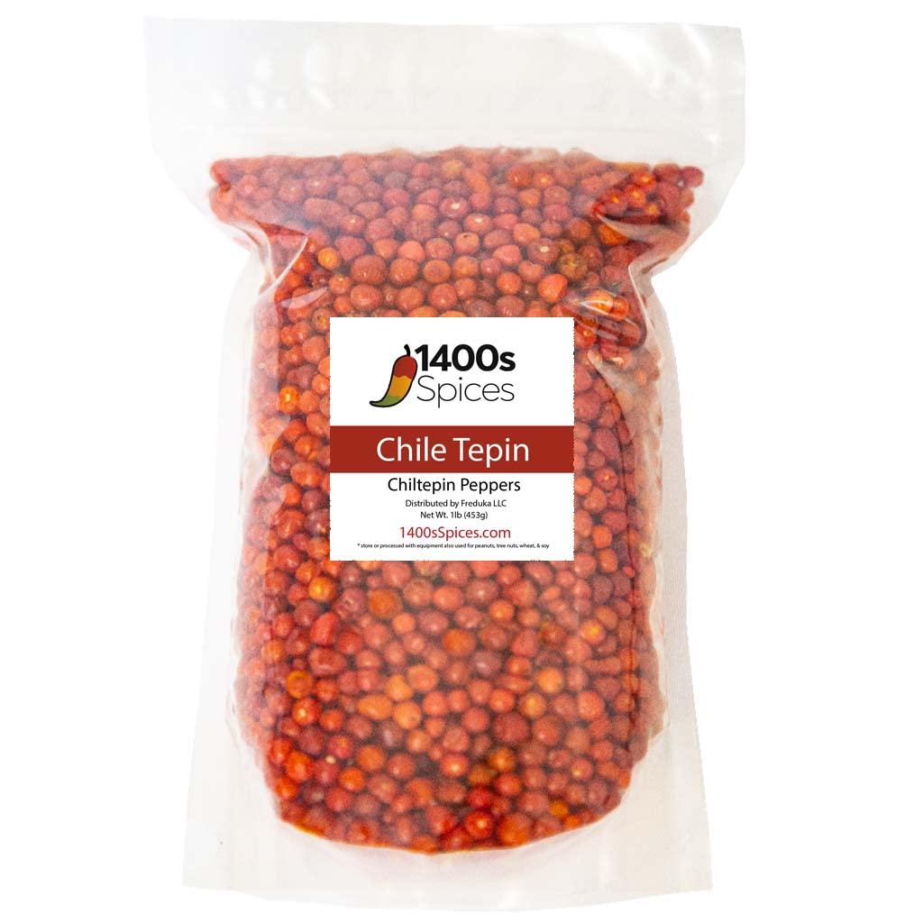 1Lb Dried Chiltepin Peppers (Chile Tepin) Chiltepines Chili Pods For Authentic Mexican Food By 1400S Spices