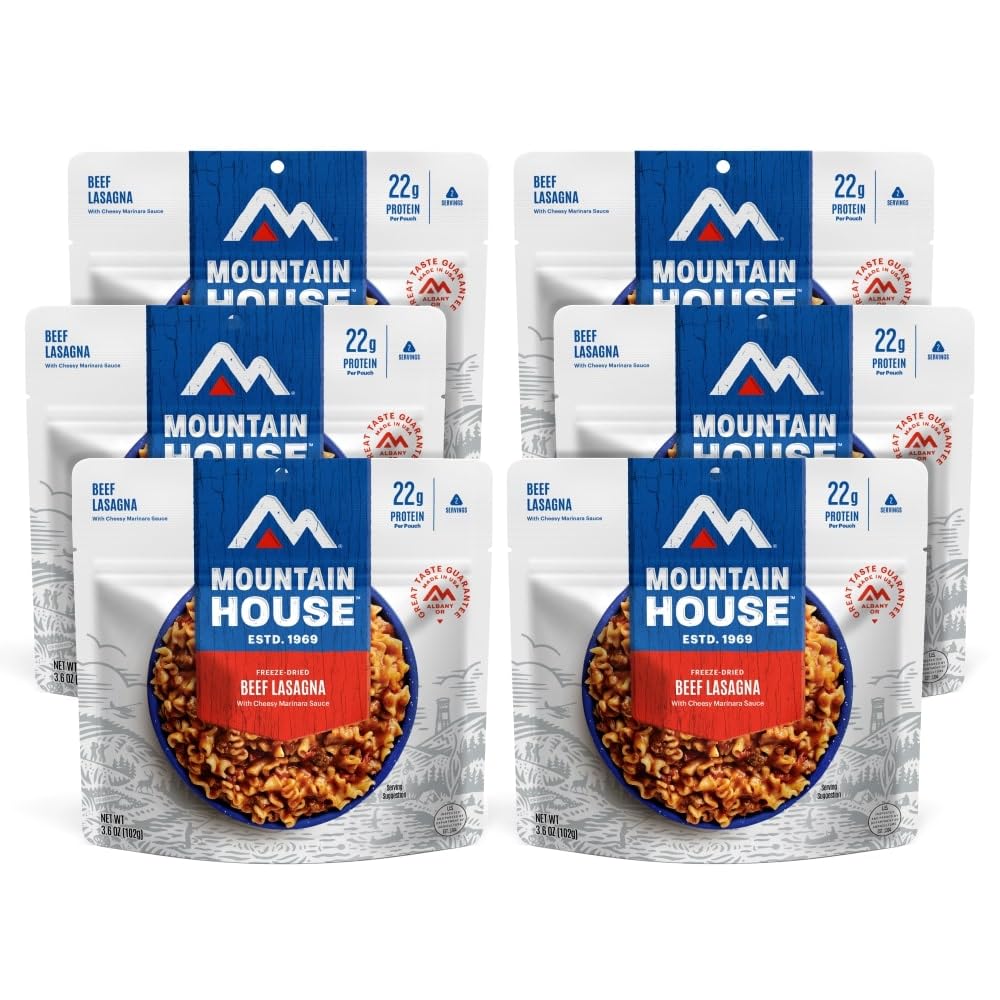 Mountain House Lasagna With Meat Sauce | Freeze Dried Backpacking & Camping Food |6-Pack
