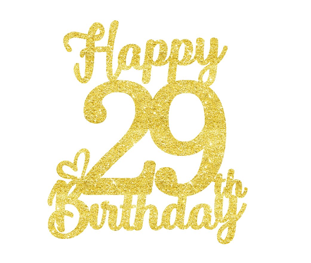29 Birthday Cake Toppers-Gold Glitter, 29Th Cake Topper For Men,29 Cake Topper For Women, 29Th Birthday Decorations,29Th Birthda