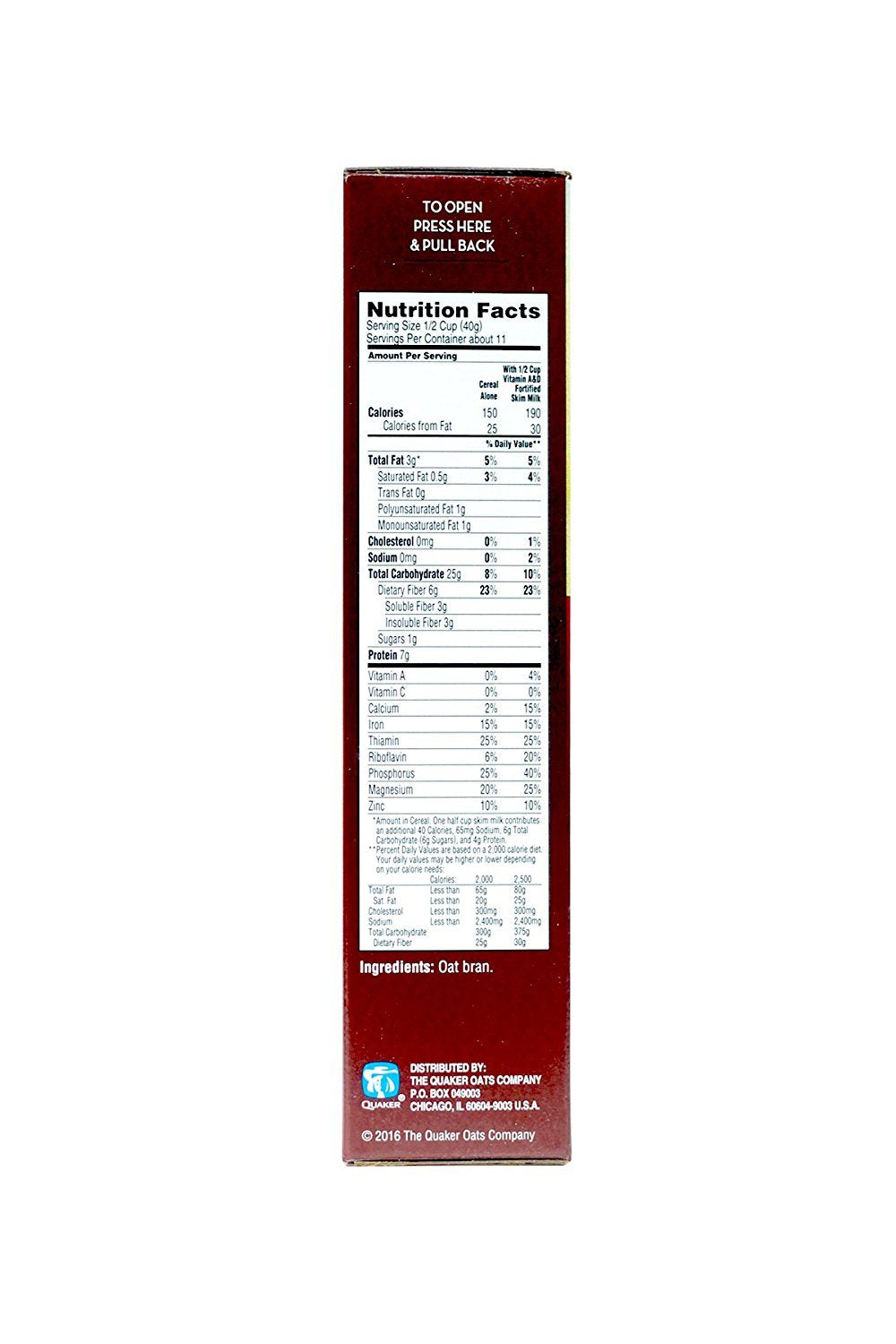 Mothers Oat Bran Cereal, 100% Natural, 16-Ounce Box, Pack of 6