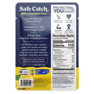 Safe Catch high-standard Tuna Pouch, Citrus Pepper, Gluten-Free, Paleo, Keto, 2.6oz Pack of 12, Natural
