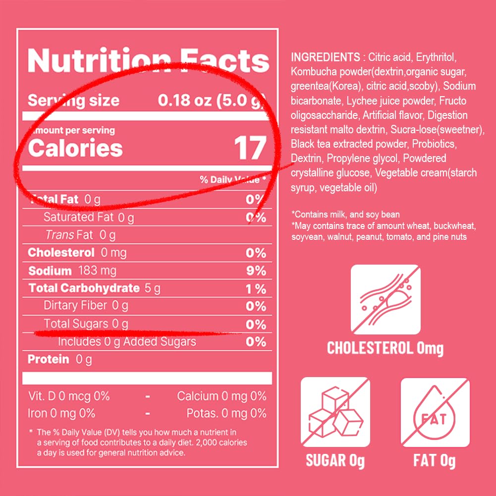 Kayfood-Kombucha-Lychee-Garden-Daily Zero Sugar, Diet, Gut Healthy Sparkling Beverage, Fermented Korean Drinks For Iced Tea Hot