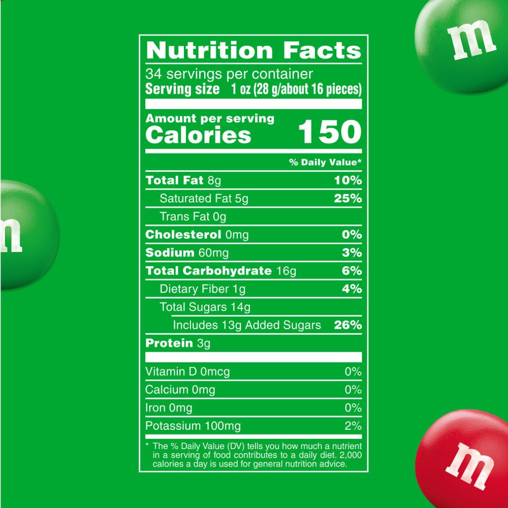 M&MS Peanut Butter Red & Green Milk Chocolate Christmas Candy 34 Oz Resealable Bag