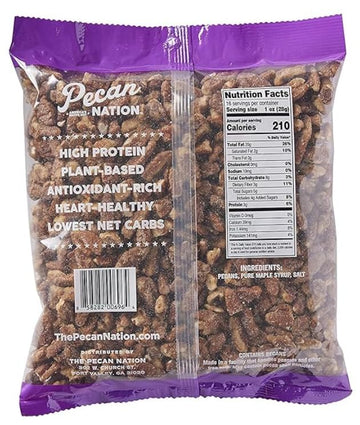 Pecan Nation Maple Flavored Roasted Sweet Pecan Pieces, 16 oz, Non-GMO, Healthy Snack, 2 Pack, Brown