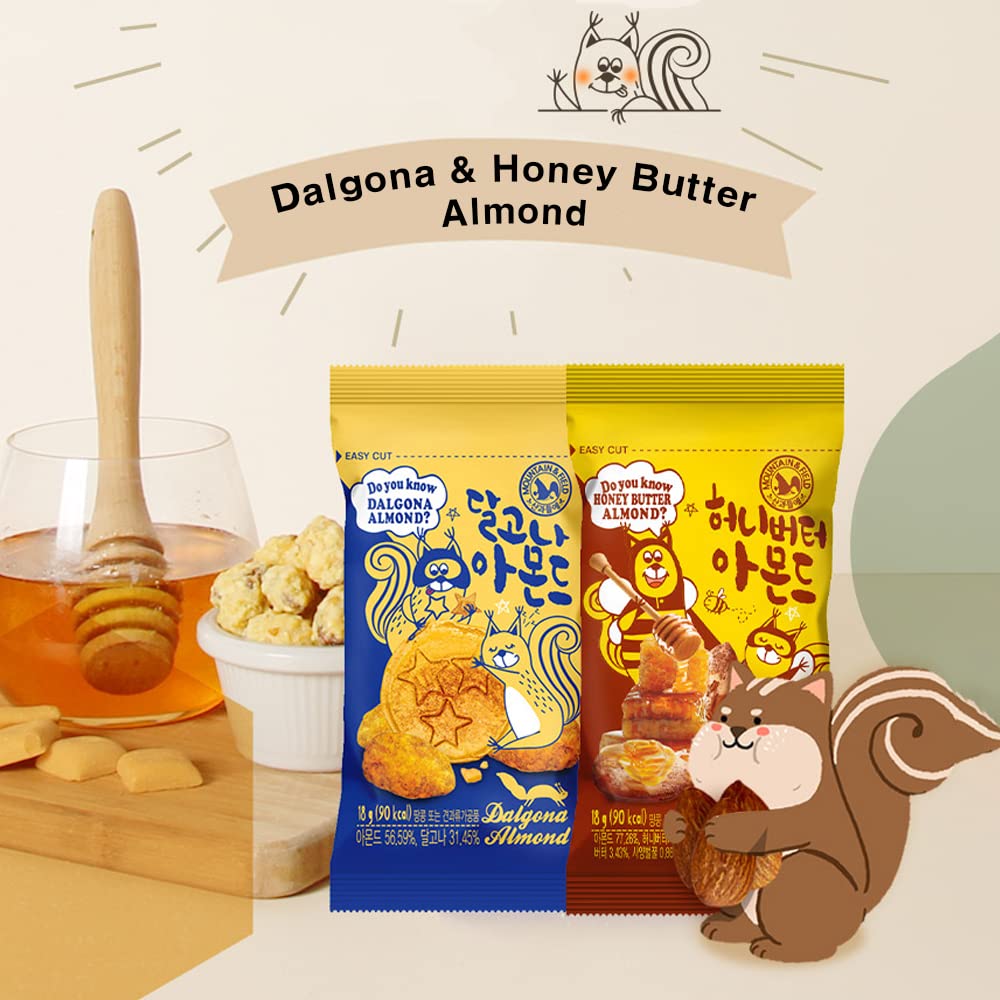 K-Herb Korean Snacks - Gourmet Honey Butter Almond Korean Dalgona Almond Snacks For Adults, Kids - Flavored Almonds With Delicio