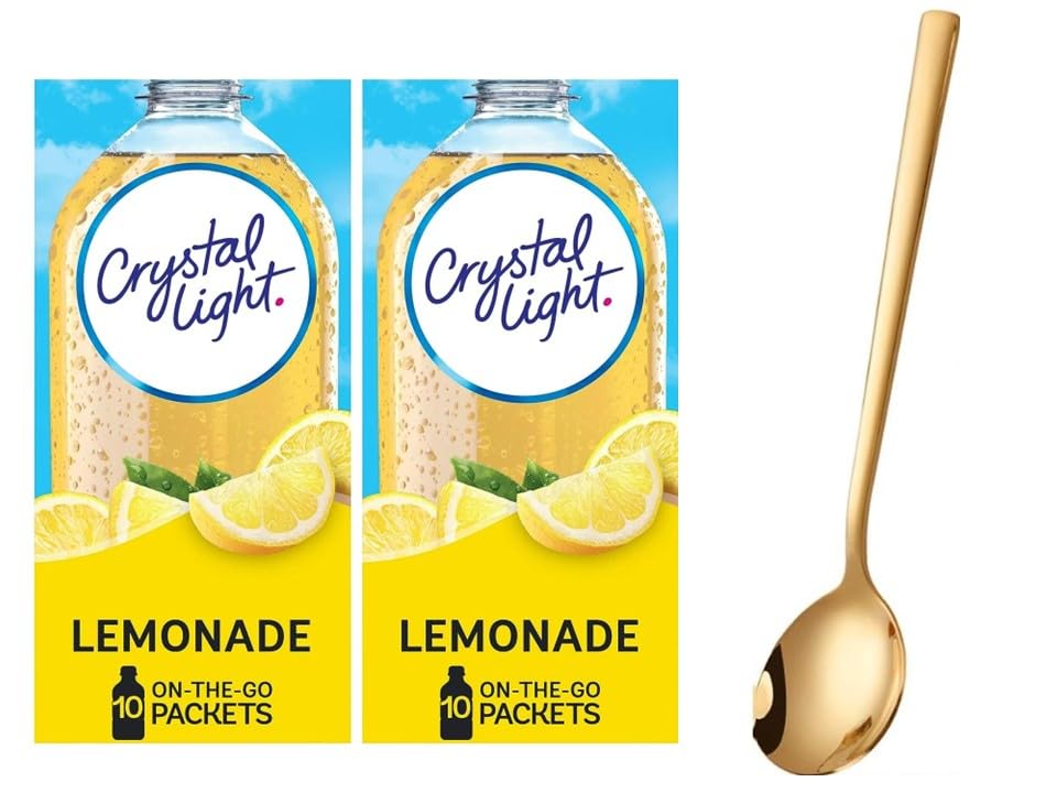 Sukkar Pasha Crystal Light On The Go Drink Mix - Sugar-Free Lemonade - 2 Pack of 10 Pouches - 0.67 Ounce Each