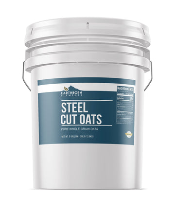 Earthborn Elements Steel Cut Oats 5 Gallon, Also Called Irish Oatmeal, Breakfast, Resealable Bucket