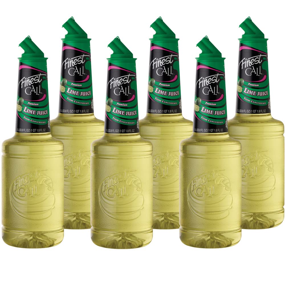 Finest Call Premium Lime Juice Drink Mix, 1 Liter Bottle, Pack of 6, 33.8 Fl Oz