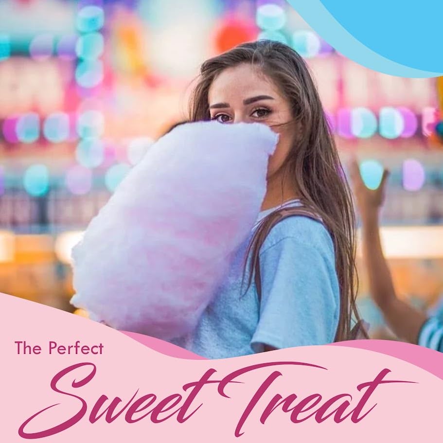 Cotton Candy Floss Sugar Package of ct-(Pink Vanilla Blue Raspberry & G)-8.5oz Each Flavor W/ 50 Paper Cones