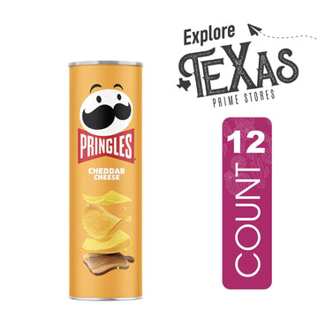 Pringles 12- Count Of Cheddar Cheese Potato Crisps Chips, On-The-Go Lunch Snack 5.5 Oz Can + 1 Freebie By Unique Outlet