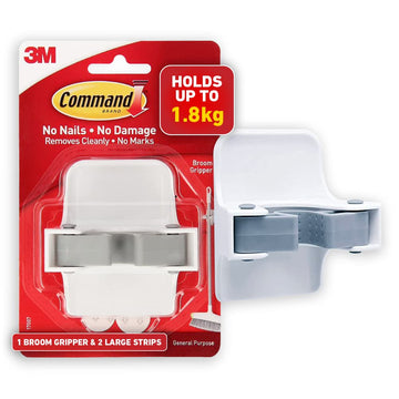 Command Broom And Mop Grippers Wall Hook, Damage Free Hanging Wall Mount Broom And Mop Holder, No Tools Household Cleaning Organ