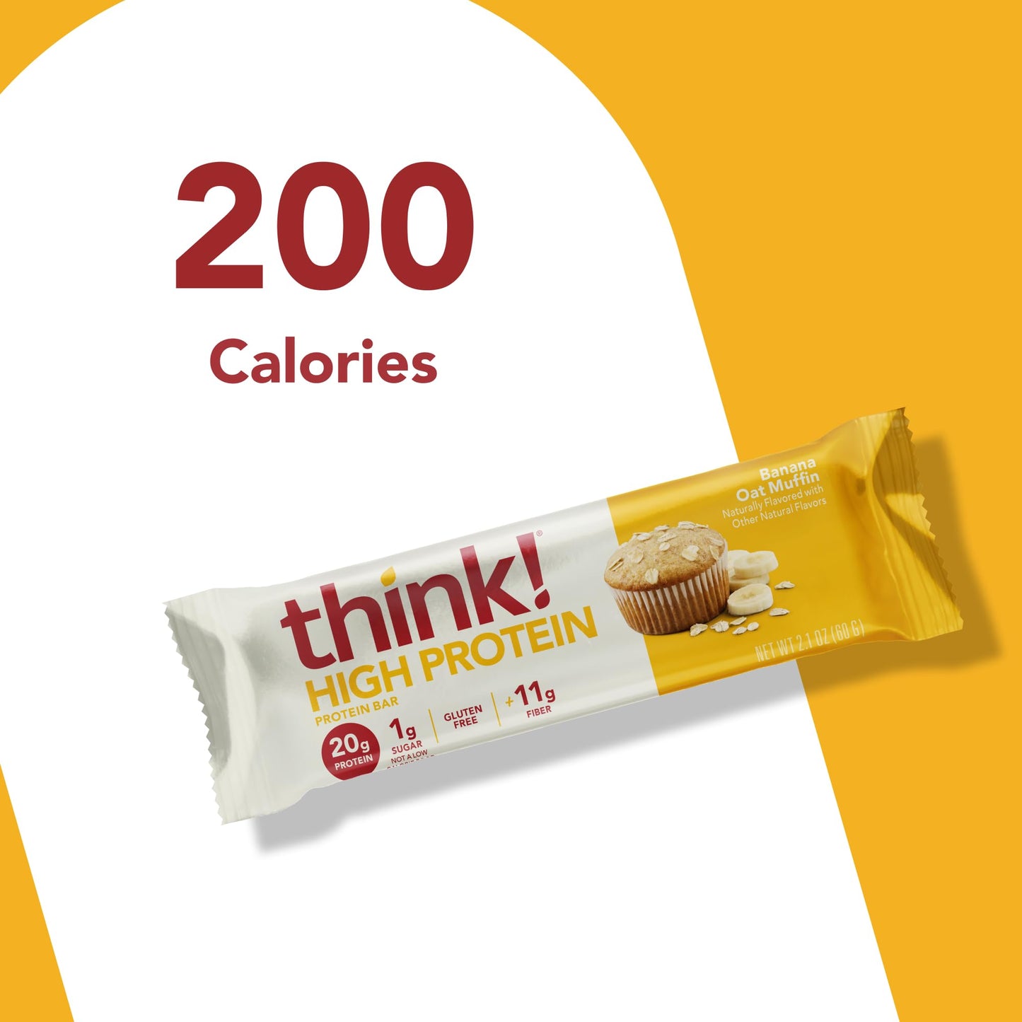 Think! Protein Bars, High Protein Snacks, Gluten Free, Kosher Friendly, Banana Oat Muffin, 10 Count