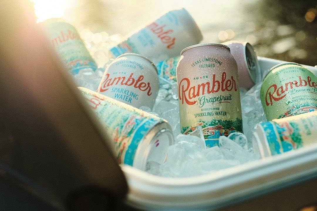 RAMBLER Variety Pack Sparkling Water, Texas Limestone Filtered, 12-Ounce Cans, 24 Total (8-Pack Each x 3 Flavors)