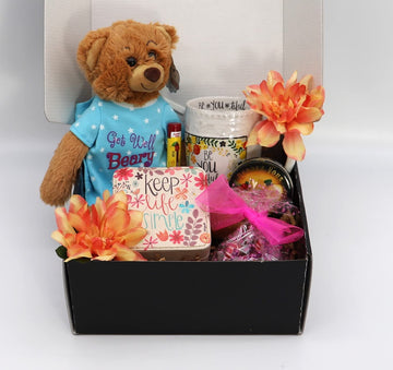 Gift Basket Village Breast Cancer Care Package - 15 Piece Set, Black and Pink, Includes Mints, Chapstick, Plush, and Mug