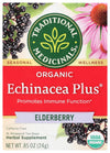 Traditional Medicinals Organic Echinacea Plus Elderberry Herbal Tea, Promotes Immune Function, (Pack of 6) - 96 Tea Bags Total.