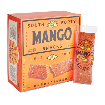 South 40 Snacks Premium Tropical Mango Fruit Bar, Just One Ingredient, Unsweetened, No Added Sugar, Individually Wrapped (35G Ba