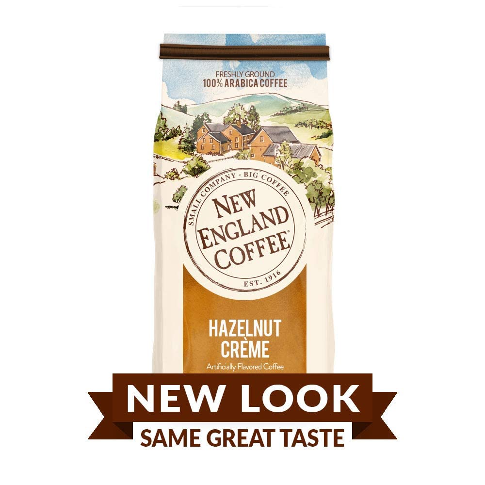 New England Coffee Hazelnut Crème Medium-Roast Ground Coffee, 22 Oz Bag - Sweet & Nutty Flavor