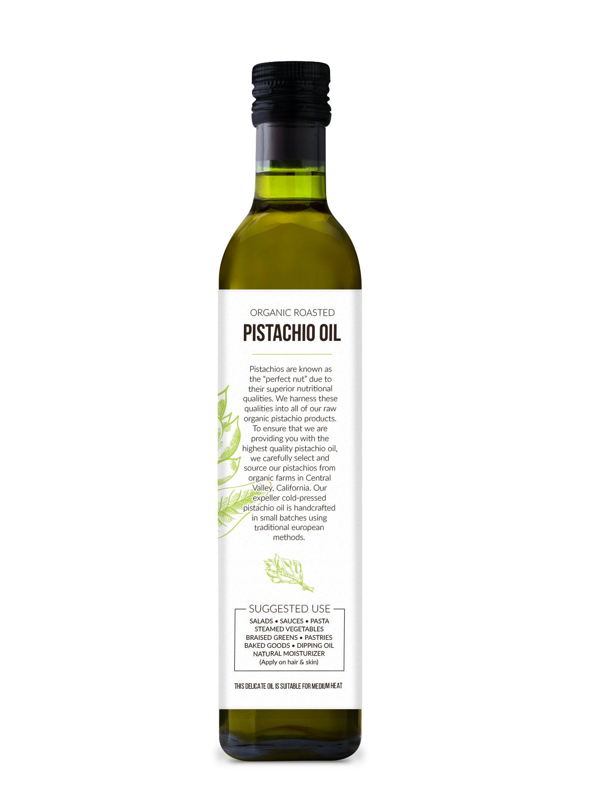 Nutrawbar Organic Pistachio Oil, Cold Pressed, 8.5oz (250g), Light Green