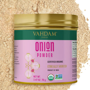 Vahdam, Organic Onion Powder (2.47Oz/70G) Gluten Free, Non Gmo, 100% Raw | Aromatic Spice, Perfect For Seasoning, Cooking | Direct From Source