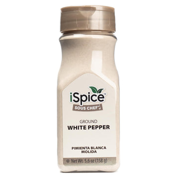 Ispice Ground White Peppers Spices And Seasonings For Cooking, 5.6 Ounce White Peppercorns Seasoning, Fine Ground And Gluten Fre