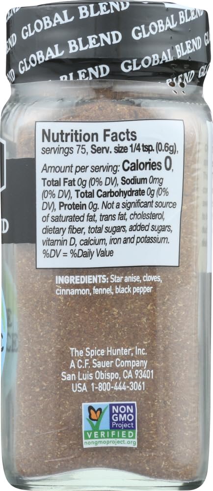 The Spice Hunter Chinese Five Spice - Salt Free, 1.60 Oz