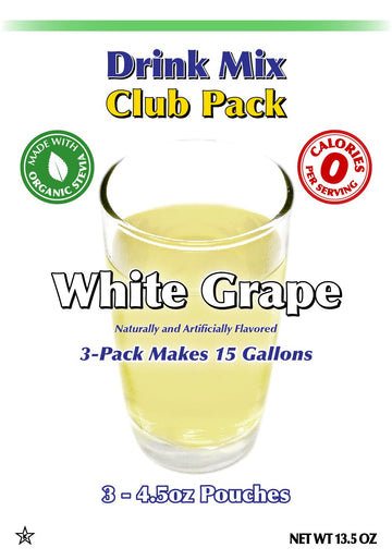 Gramzero White Grape Zero Calorie Sugar Free Drink Mix, Great For Nutrition Club Loaded Teas, Stevia Sweetened
