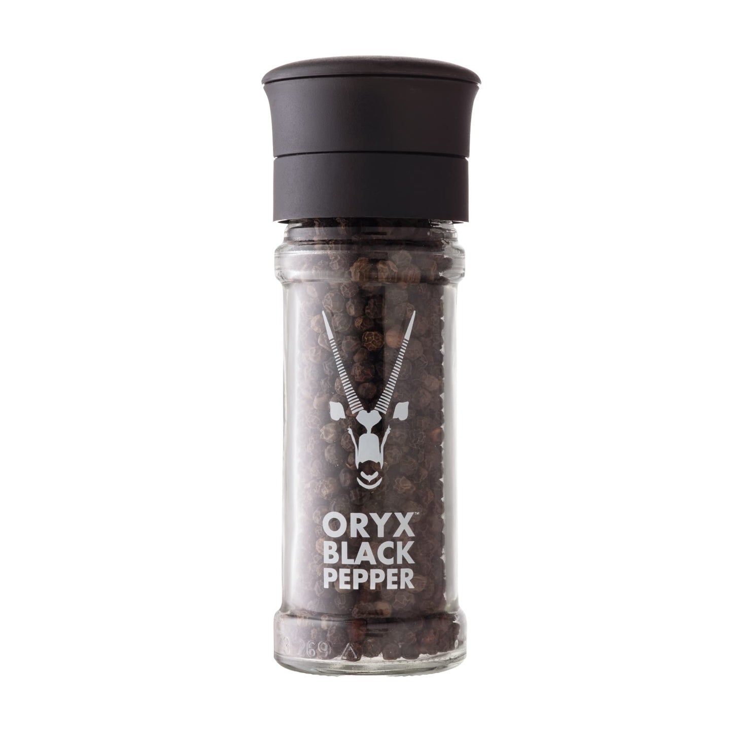 Oryx Black Pepper Grinder - 1.26Oz - Manual Refillable Grinder With Enhanced Whole Black Peppercorns From Madagascar - Perfect For Home Cooking & Gourmet Meals - Refillable Reusable +20X Grinder Head