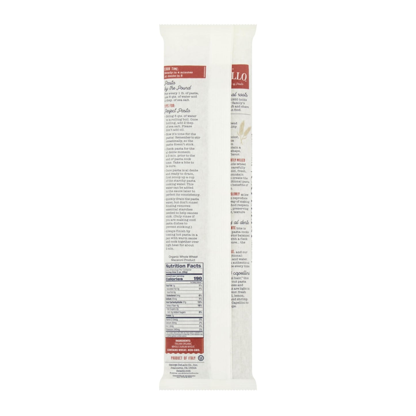 Delallo, Pasta Whlwht Capellini, 16 Oz, (Pack Of 16)