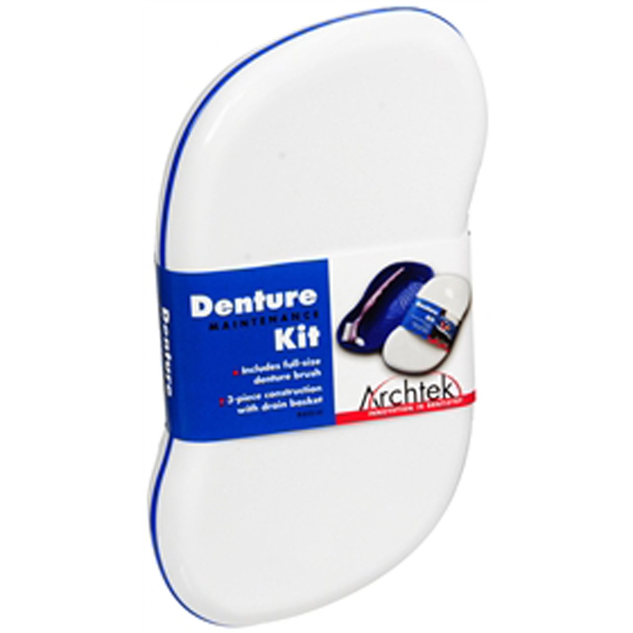 Denture Mntnce Kt W/Brsh White 1