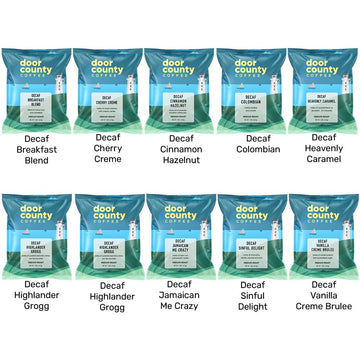 Gourmet Flavored Decaf Coffee Sampler Pack - 10 Bags Of Unique Flavored Coffees - Roasted By Door County Coffee