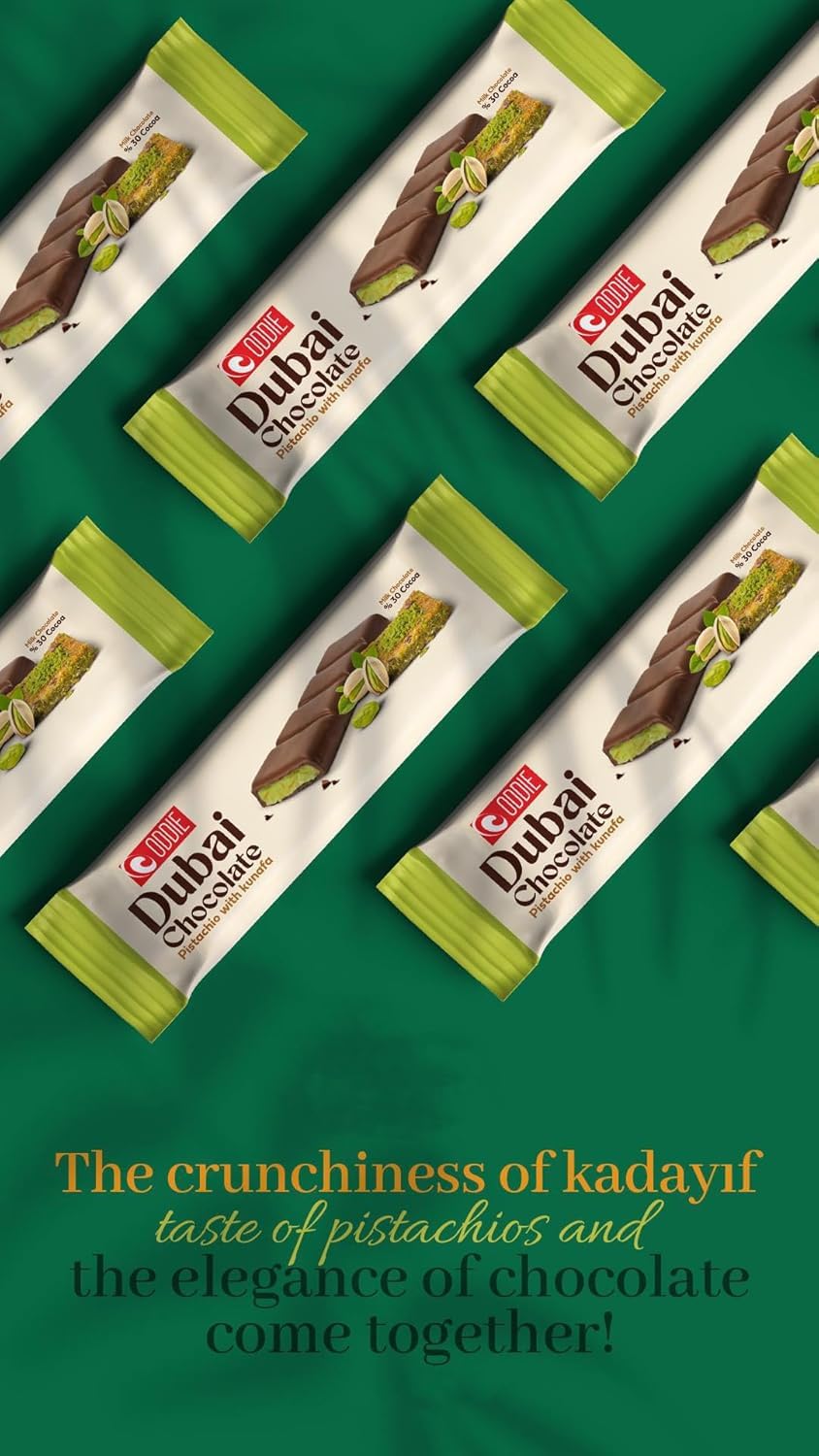 Generic Mini Dubai Chocolate Kunafa Pistachio Bar - 27g, Light Brown, Fresh Daily Production, Perfect for Gifting