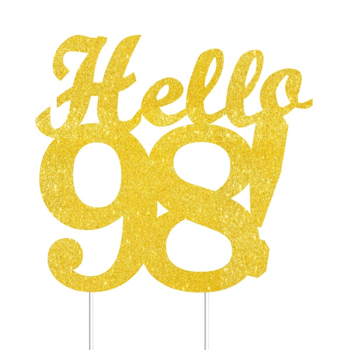 Hello 98 Cake Toppers Gold Glitter Happy 98Th Birthday Cake Decorations Cheers To 98 Years Party Decor Ninety-Eight Year Old Theme Birthday Anniversary Party Supplies