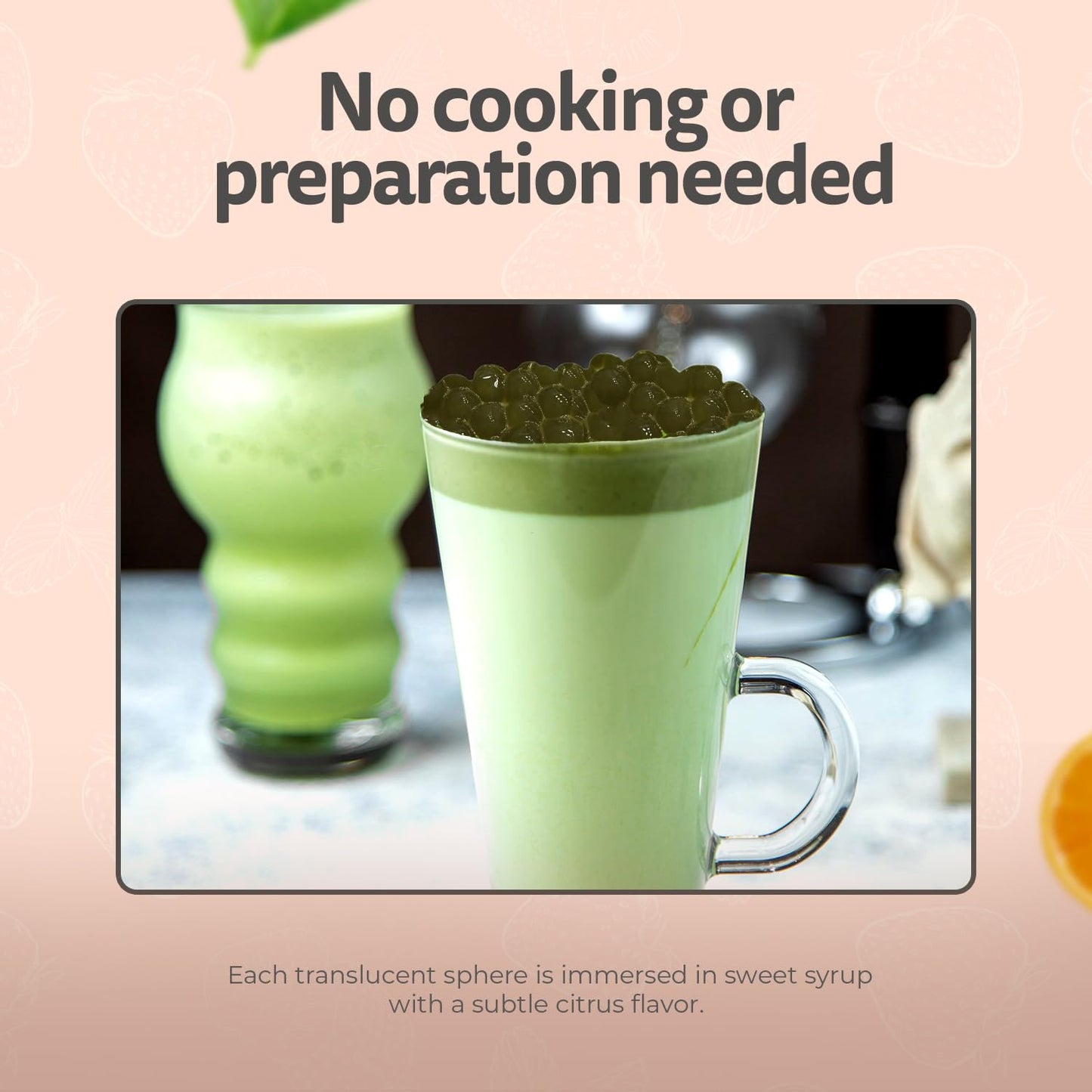 Fanale Matcha Agar Agar Boba, Matcha Jelly Ball, Ready To Serve, Soft Chew Texture, Instant Boba Pearls For Bubble Tea, Frozen Y