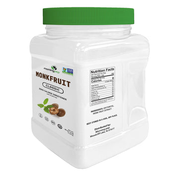Morning Pep Monk Fruit Sweetener Classic | White Sugar Substitute Keto Diet Friendly 1:1 Sugar Replacement For Baking Coffee Tea Zero Calorie Non Gmo Project Verified OU Kosher White - 5 lb