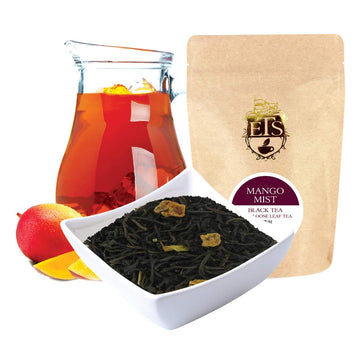 English Tea Store Loose Leaf, Mango Mist Black Tea Pouches - 4Oz, 4 Ounce
