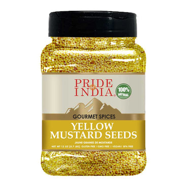 Pride Of India - Yellow Mustard Seed Whole - Pungent & Aromatic - Gourmet Indian Spice - Add In Salads/Dressings/Chicken/ Meat/P