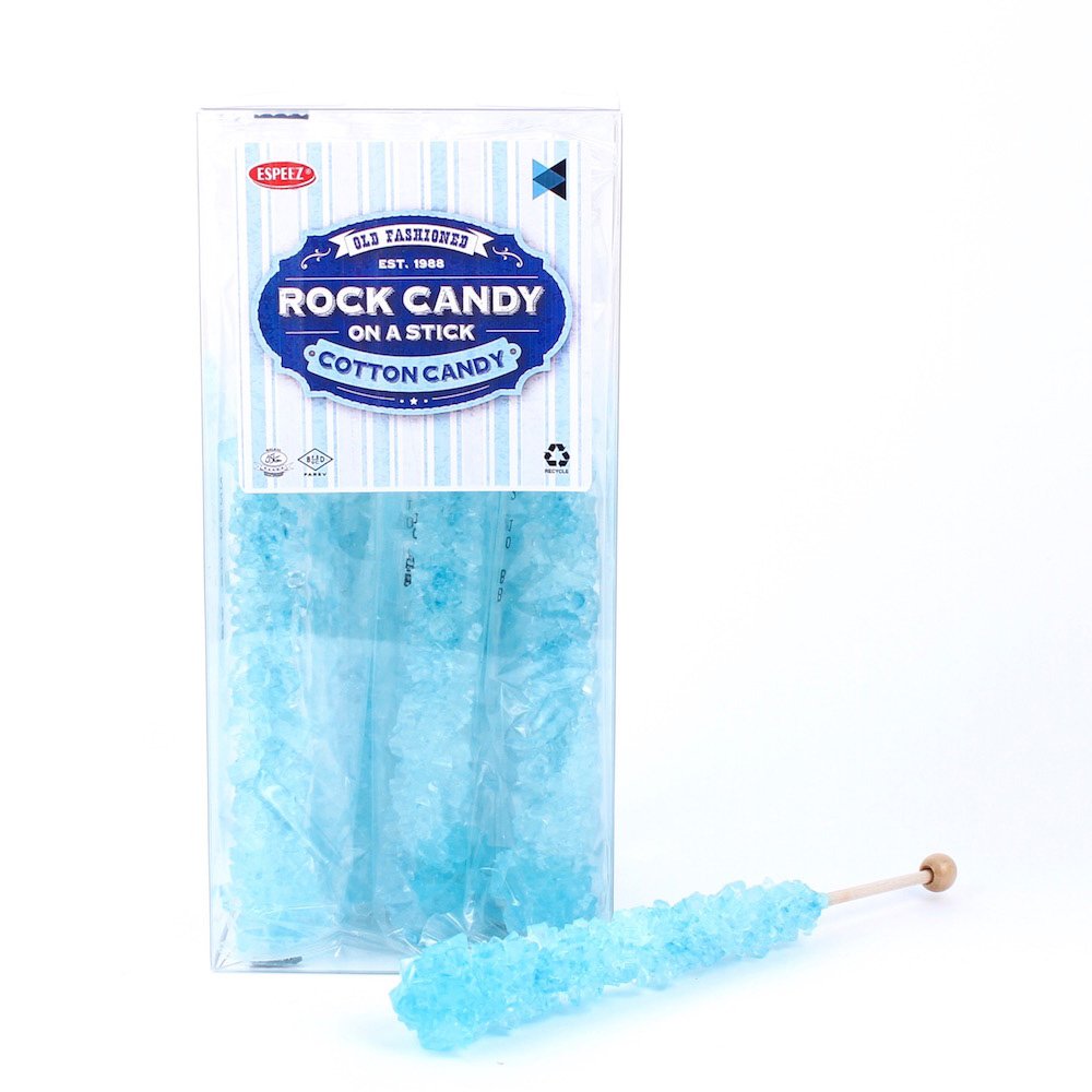 Extra Large Rock Candy Sticks: 12 Light Blue Cotton Candy Lollipop - Individually Wrapped - Espeez Rock Candy Sticks For Candy Buffet, Birthdays, Weddings, Receptions, Bridal And Baby Showers