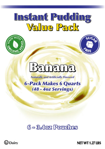Gramzero Banana Sugar Free Pudding Mix 6-Pack, Great For Nutrition Club Meal Replacement Shakes, Low Calorie Dessert, Stevia Swe