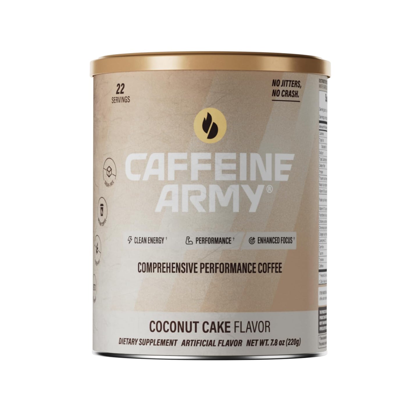 Energy Blend Army Coconut Cake | Comprehensive Functional Coffee With Mcts Coq10 Collagen And Adaptogens: Clean Energy + Supports Daily Attention No Jitters Or Crash (7.8 Oz 22 Servings)