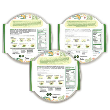 Food Earth Ready To Eat Indian Cuisine - Bombay Lentil Curry, Five Lentil Curry & Madras Coconut Curry With Turmeric Rice - Orga