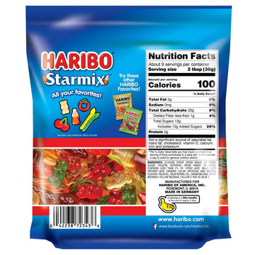 Haribo Gummi Candy, Starmix Gummy Candy, 9 Ounce Resealable Share Size Stand Up Bag, Delicious Soft & Chewy Sweet Snacks, Assort