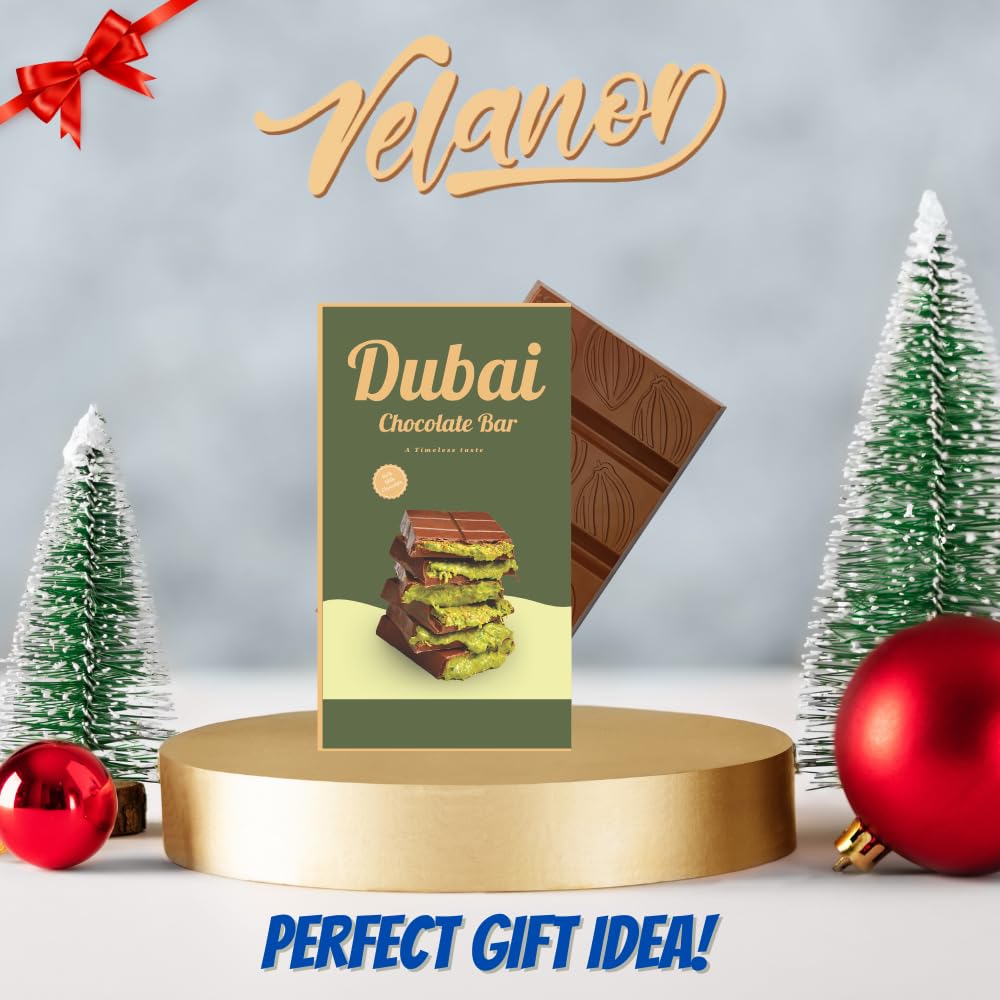 Dubai Chocolate Bar Pistachio, Premium Milk Chocolate 7Oz, Pistachio Cream With Kataifi Shredded Phyllo Dough, Viral Dubai Knafe