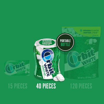 Orbit White Spearmint Sugarfree Gum, 40 Piece Bottle