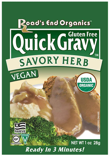 Roads End Organics Savory Herb Organic Gravy Mix - Vegetarian Gravy Mix Packets, Vegetarian Gravy Powder, Vegan Gravy Packets - 1 Oz (Pack Of 12)