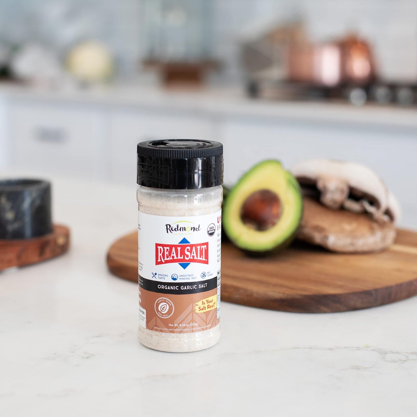 Redmond Real Sea Salt - Natural Unrefined Gluten Free, Garlic 8 Ounce Shaker