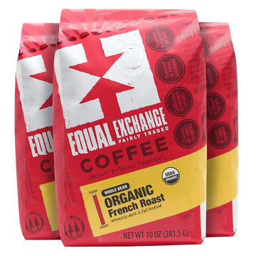 Equal Exchange Organic Whole Bean Coffee, French Roast, 10 Ounce (Pack Of 3)